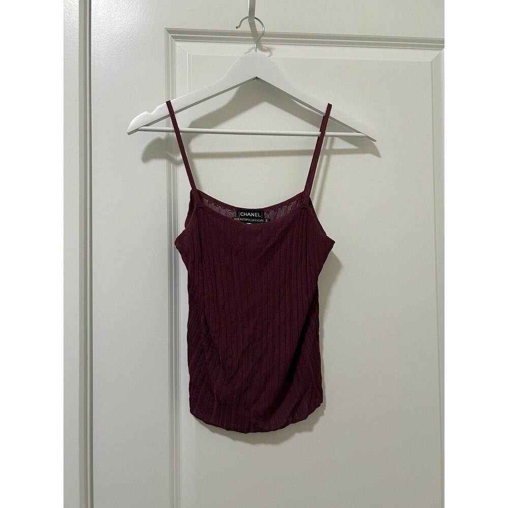 Rare Chanel Viscose Rayon Tank Top Burgundy Womens Top Size 38